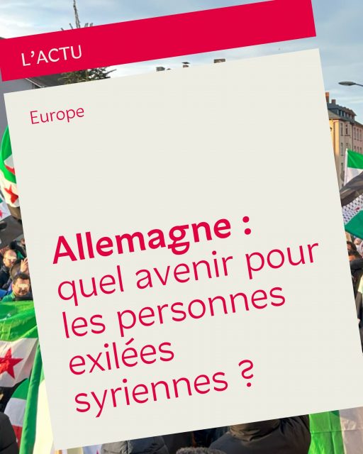🔴 Un an après la chute du régime de Bachar al-Assad en Syrie, de nombreuses personnes syriennes exilées en Allemagne sont confrontées à un avenir incertain, tiraillées entre une Allemagne marquée par une montée des discours anti-immigration et la pression au retour vers une Syrie toujours fragilisée par l’instabilité sécuritaire et économique. 

👉 Pourtant, la communauté syrienne connaît une intégration sociale et professionnelle réussie. Grâce à un dispositif d’intégration reconnu par l’OCDE, plus de 160 000 Syrien·nes ont même obtenu la nationalité allemande. 

Aujourd’hui, la défiance croissante et instrumentalisée envers les personnes étrangères menace la pérennité de leur droit à vivre librement dans le pays. 

🔎 Retrouvez notre décryptage en suivant le lien en bio.