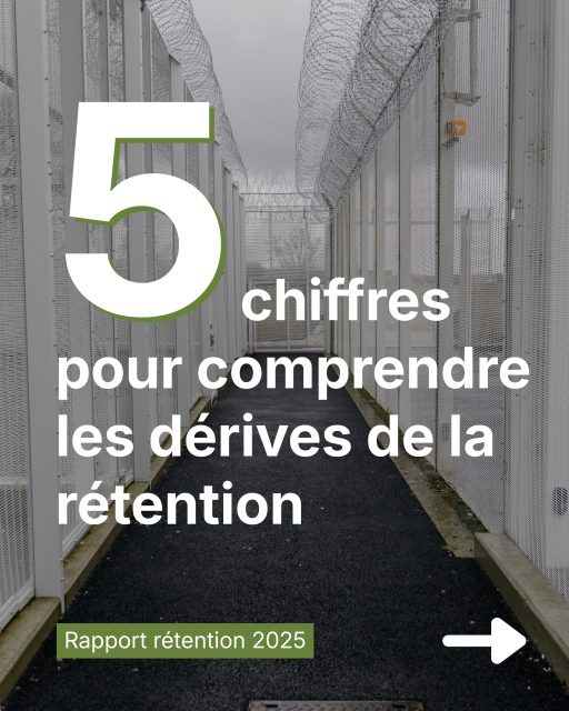 🔴 2025 dans les centres de rétention administrative : nos associations dénoncent des atteintes croissantes aux droits fondamentaux

⚠️ Plus de 44 000 personnes privées de liberté en France et en Outre-mer. Une majorité finalement libérée. Des durées d’enfermement qui explosent.

Notre nouveau rapport publié aujourd’hui révèle que la rétention administrative n’est plus un outil d’éloignement : elle devient un instrument d’affichage politique.

🔎 Dans les centres de rétention dans lesquels nos associations sont présentes, nous constatons chaque jour :
– Des enfermements sans perspectives réelles d’éloignements
– Des atteintes répétées aux droits fondamentaux
– Des procédures expéditives
– Des personnes vulnérables enfermées
– Des conditions de plus en plus proches du monde carcéral

Pendant ce temps, les réformes s’accélèrent : allongement de la durée de rétention actuellement débattue, durcissement du cadre légal...

📊 Dans ce carrousel : 5 chiffres clés pour comprendre les abus de la rétention administrative en France.

👉 Derrière les CRA, ce sont des vies qui se jouent : des familles séparées, des personnes fragilisées, des droits bafoués.

✊ Nous appelons une nouvelle fois à mettre un terme à ces politiques stigmatisantes et répressives, à assurer le respect scrupuleux de la loi et à protéger les droits fondamentaux des personnes étrangères.

🔗 Pour en savoir plus, retrouvez notre rapport en suivant le lien en bio.